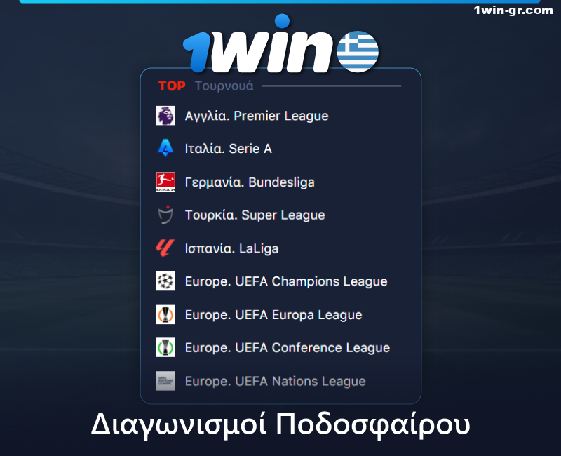 Ποδοσφαιρικά γεγονότα διαθέσιμα στο 1Win Αθλητικό Στοίχημα